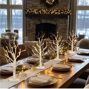 Lighted Birch Trees, 24 LED Lights on each tree, 4 pack-NIB